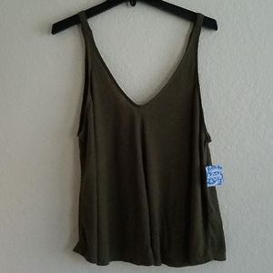 Free People Dani Swing Tank V-Neck Green Large NWT